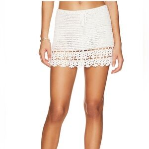 Women's White Crochet Midi Skirt